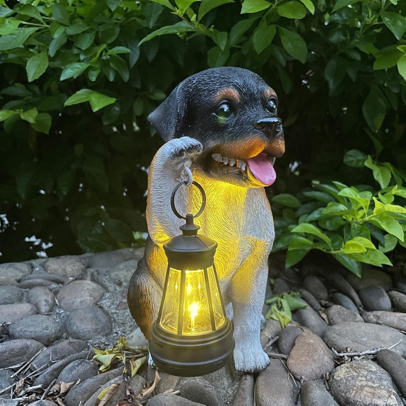 halp·ssfm Solar Garden Statues Dog Figurine with LED Light Lantern Outdoor Art Decor for Patio Lawn Yard Housewarming Home Ornaments Gifts for Dog Lovers Mom Grandma Women - Image 5